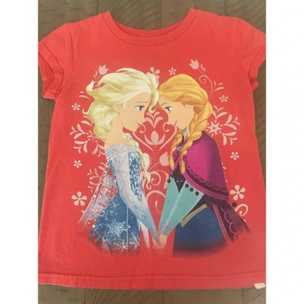 Lot of 3 Kindergarten Girls XS/S Graphic T Shirts Pokemon Frozen School Blue Red